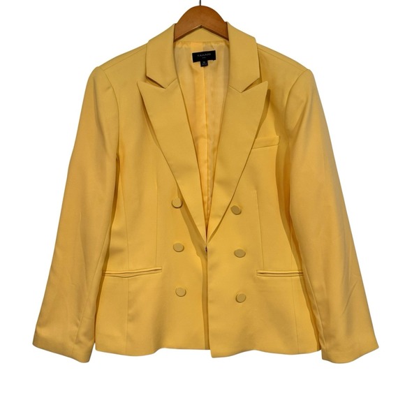 Tahari Jackets & Blazers - Tahari Blazer Womens 16 Yellow Double Breasted Career Jacket Tailored Old Money